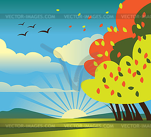 Autumn scenery - vector clip art