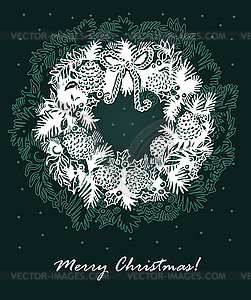 Greeting card with Christmas wreath - vector EPS clipart