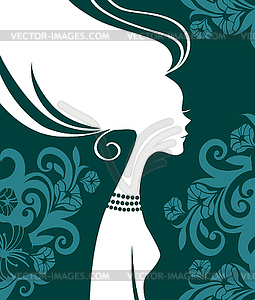 Beautiful woman silhouette with flowers - vector image