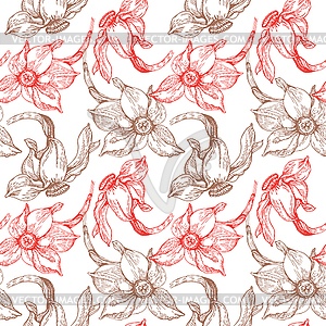 Floral seamless pattern with narcissus - vector clipart