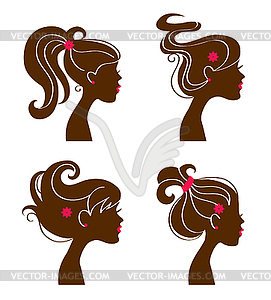 Beautiful women silhouettes - vector image