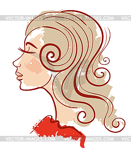 Beautiful girl linear silhouette - vector image