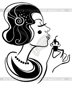 Beautiful woman with cake - vector clip art
