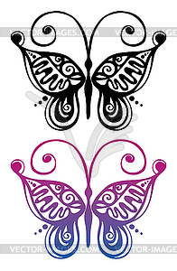 Black and color silhouette of butterfly - vector clipart / vector image