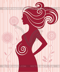 Pregnant woman in flowers - vector image