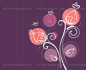 Floral background with cartoon birds - vector clipart / vector image