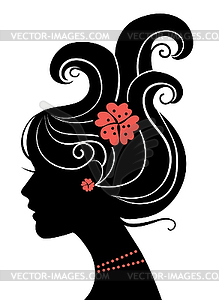 Beautiful girl silhouette - vector image