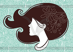 Beautiful woman silhouette with flowers - vector clip art