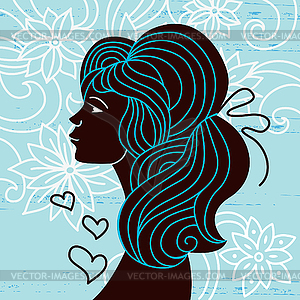 Beautiful woman silhouette profile - vector clipart