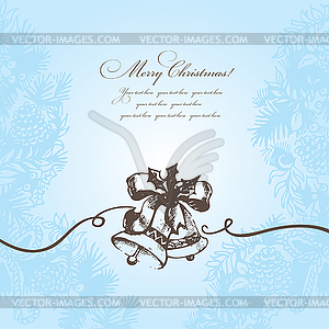 Christmas background with hand-drawn bells - vector clip art
