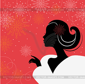 Beautiful girl with snowflakes - vector image