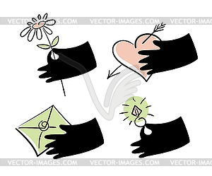 Set of Love icons for Valentine Cards decoration - color vector clipart