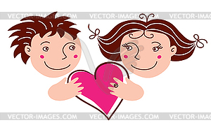 Cartoon boy and girl in love - royalty-free vector image