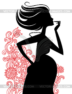 Silhouette of pregnant woman - vector clip art