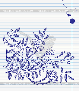 Hand-drawn doodle floral background - vector clipart