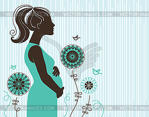 Силуэт беременная девушка - изображение в векторном формате