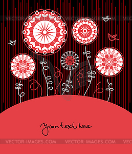 Floral background with cartoon birds - stock vector clipart