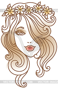 Beautiful woman with flower wreath - vector clip art