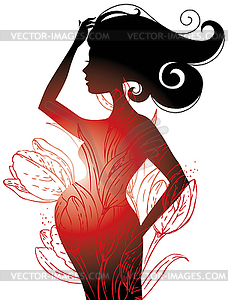 Silhouette of pregnant woman - vector image