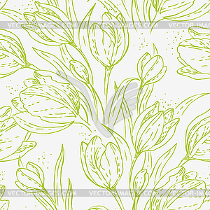 Seamless floral pattern with tulips - vector clip art