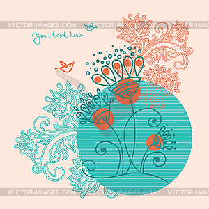 Abstract floral background with birds - vector image