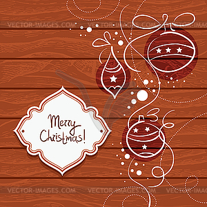 Christmas card with wooden background - vector clipart / vector image