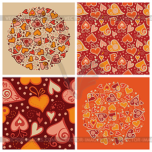 Set of love backgrounds for Valentines card - vector image