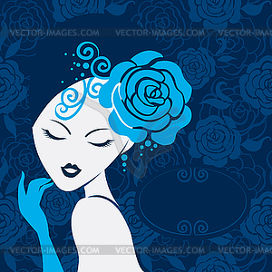 Retro beautiful woman silhouette - vector image