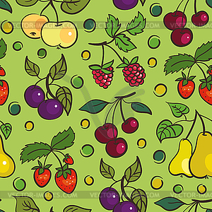 Seamless pattern of fruits and berries - stock vector clipart