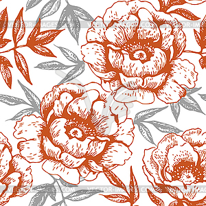Бесшовная цветочный узор с розами - векторное изображение EPS