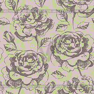 Seamless floral pattern with roses - vector image