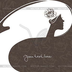 Background with beautiful girl silhouette - vector image