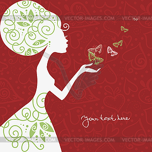 Beautiful girl with butterfly - vector clipart