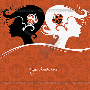 Background with girls silhouette - vector EPS clipart