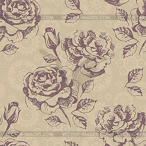 Seamless floral pattern with roses - vector clipart