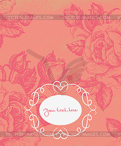 Floral background with vintage frame - vector image
