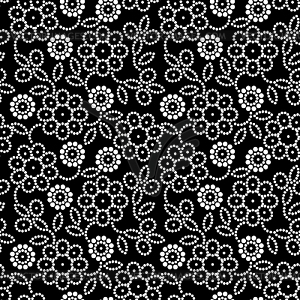 Черный цветочный узор - векторный клипарт Royalty-Free
