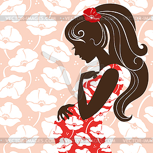 Silhouette of pregnant woman - vector image