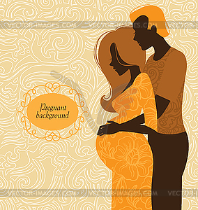 Silhouette of couple. Background of pregnant woman - vector clip art