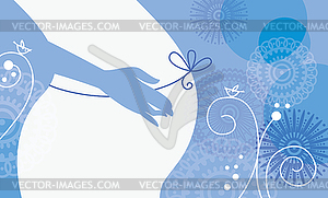 Silhouette of pregnant woman in winter - vector clipart / vector image