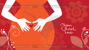 Silhouette of pregnant woman - color vector clipart