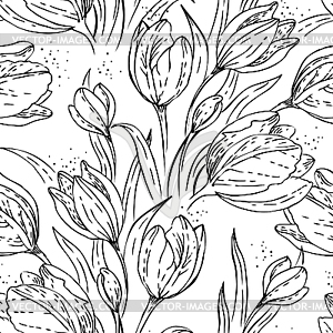 Floral seamless pattern with tulips - vector image