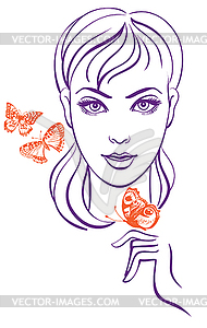 Beautiful girl with butterflies - vector clipart