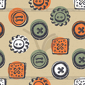 Seamless pattern with buttons in retro style - vector clipart