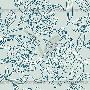 Peony seamless pattern - vector clipart