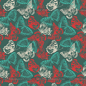 Butterfly seamless pattern - color vector clipart