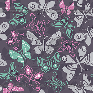 Seamless pattern with butterflies - vector clipart