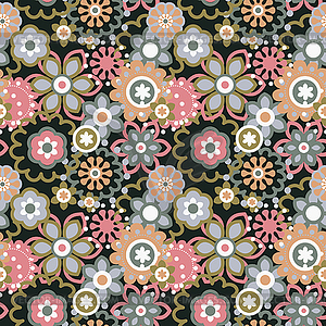 Cartoon floral seamless pattern - vector image
