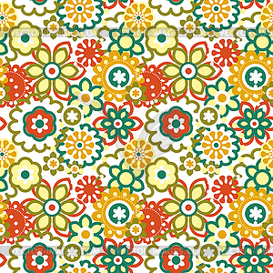 Cartoon floral seamless pattern - vector clipart