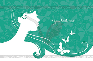 Background with beautiful girl silhouette - vector clipart
